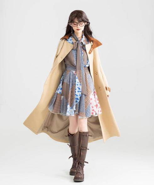Retro Block Irregular Dress